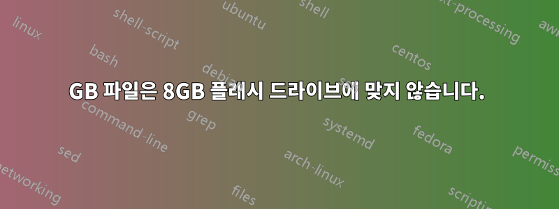 6GB 파일은 8GB 플래시 드라이브에 맞지 않습니다.