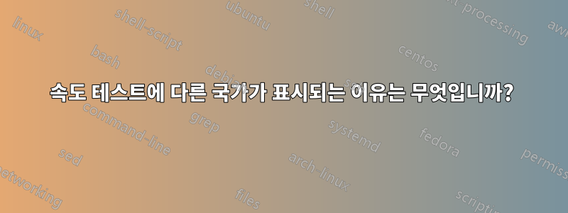 속도 테스트에 다른 국가가 표시되는 이유는 무엇입니까?