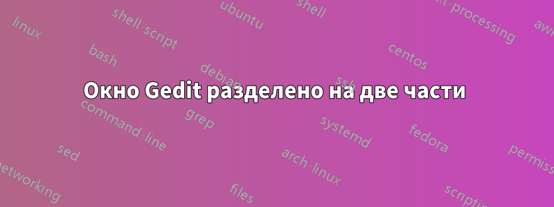 Окно Gedit разделено на две части