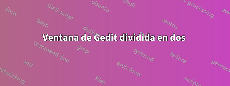 Ventana de Gedit dividida en dos