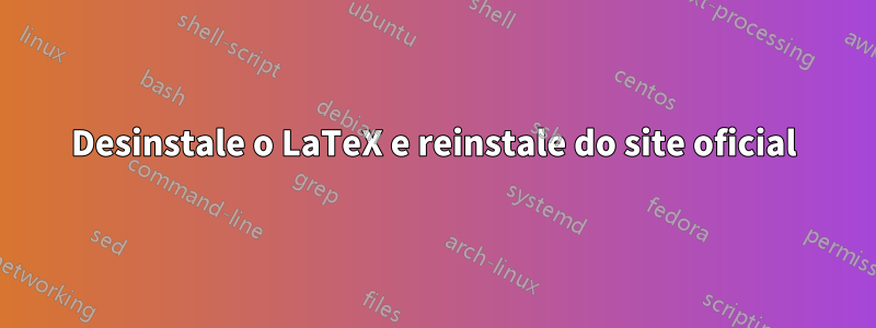 Desinstale o LaTeX e reinstale do site oficial