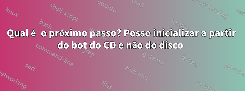 Qual é o próximo passo? Posso inicializar a partir do bot do CD e não do disco 