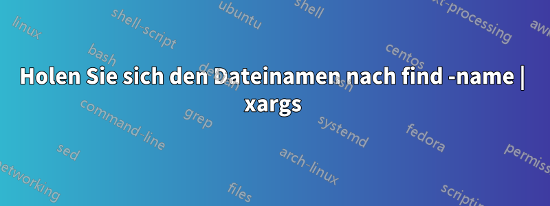 Holen Sie sich den Dateinamen nach find -name | xargs