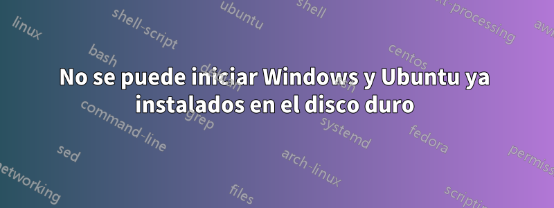 No se puede iniciar Windows y Ubuntu ya instalados en el disco duro