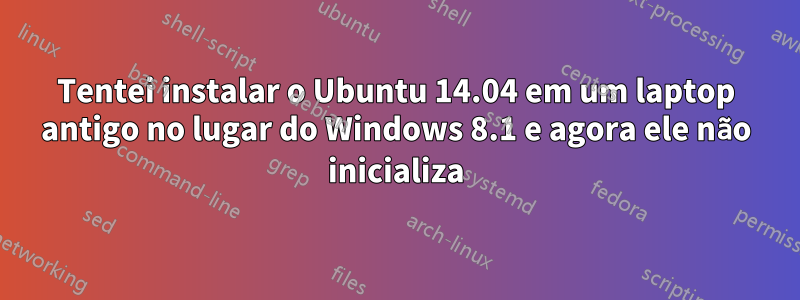 Tentei instalar o Ubuntu 14.04 em um laptop antigo no lugar do Windows 8.1 e agora ele não inicializa
