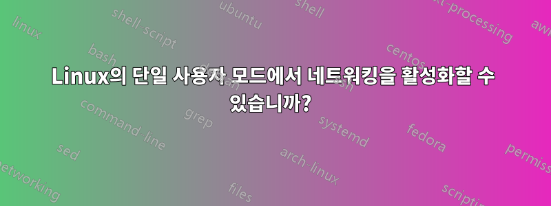 Linux의 단일 사용자 모드에서 네트워킹을 활성화할 수 있습니까? 