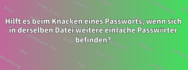 Hilft es beim Knacken eines Passworts, wenn sich in derselben Datei weitere einfache Passwörter befinden?