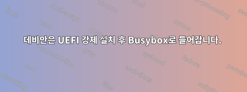 데비안은 UEFI 강제 설치 후 Busybox로 들어갑니다.