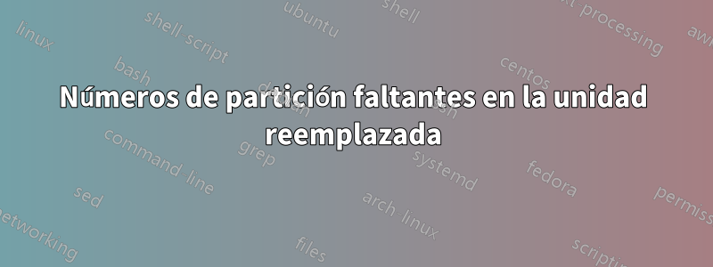 Números de partición faltantes en la unidad reemplazada