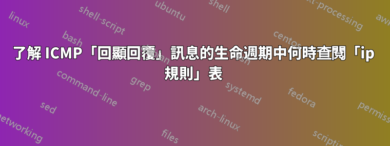 了解 ICMP「回顯回覆」訊息的生命週期中何時查閱「ip 規則」表
