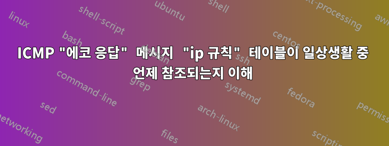 ICMP "에코 응답" 메시지 "ip 규칙" 테이블이 일상생활 중 언제 참조되는지 이해