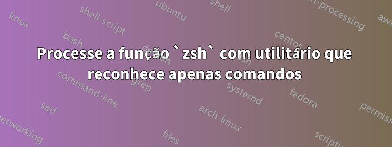 Processe a função `zsh` com utilitário que reconhece apenas comandos