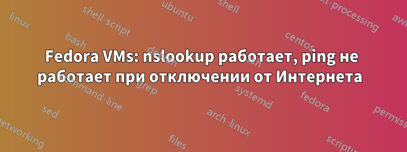 Fedora VMs: nslookup работает, ping не работает при отключении от Интернета 