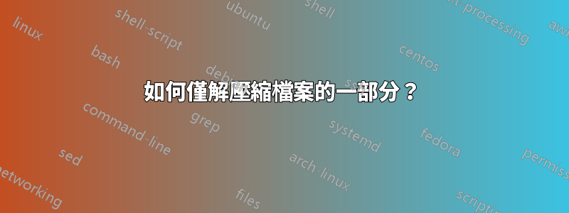 如何僅解壓縮檔案的一部分？