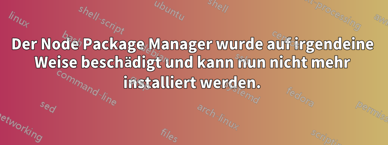 Der Node Package Manager wurde auf irgendeine Weise beschädigt und kann nun nicht mehr installiert werden.
