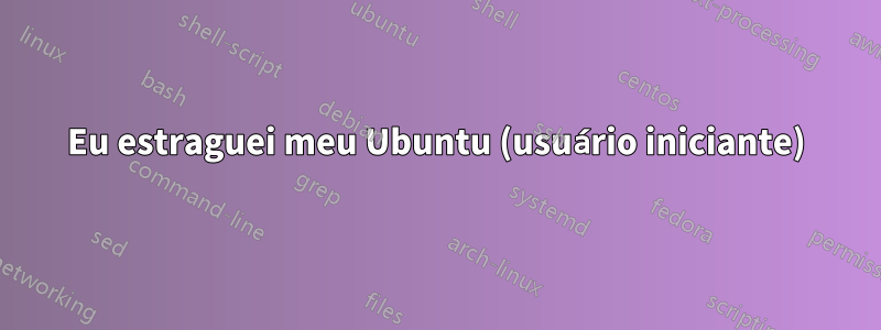 Eu estraguei meu Ubuntu (usuário iniciante)