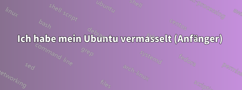 Ich habe mein Ubuntu vermasselt (Anfänger)