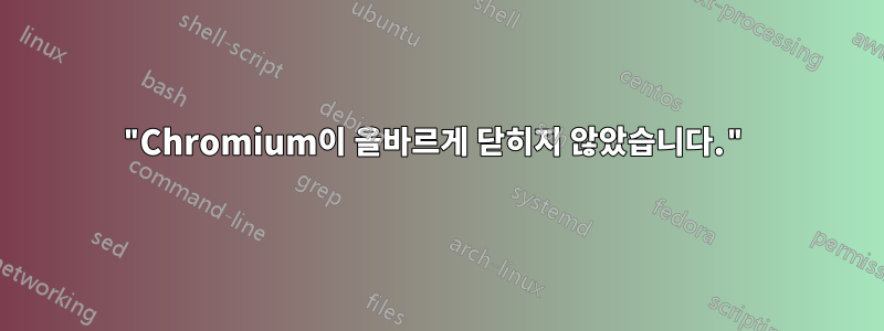 "Chromium이 올바르게 닫히지 않았습니다."