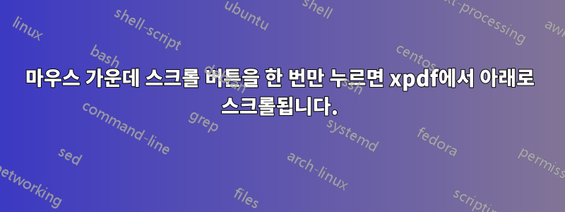 마우스 가운데 스크롤 버튼을 한 번만 누르면 xpdf에서 아래로 스크롤됩니다.