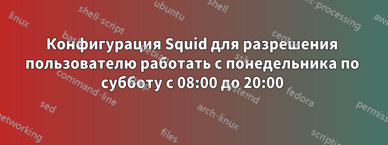 Конфигурация Squid для разрешения пользователю работать с понедельника по субботу с 08:00 до 20:00