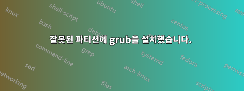 잘못된 파티션에 grub을 설치했습니다.