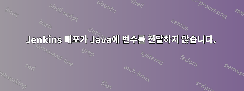 Jenkins 배포가 Java에 변수를 전달하지 않습니다.