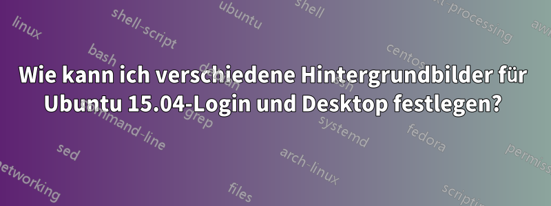 Wie kann ich verschiedene Hintergrundbilder für Ubuntu 15.04-Login und Desktop festlegen?