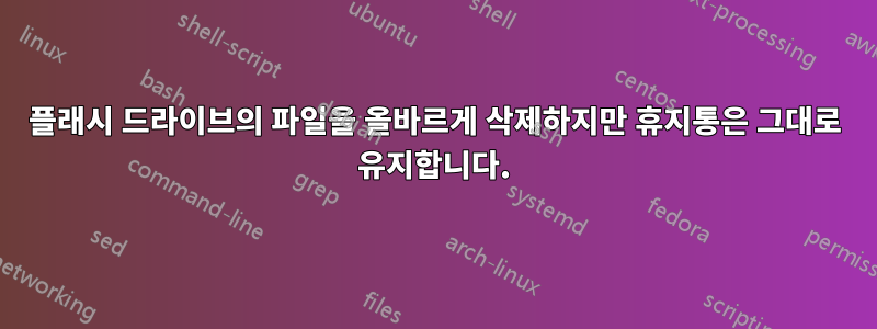 플래시 드라이브의 파일을 올바르게 삭제하지만 휴지통은 그대로 유지합니다.