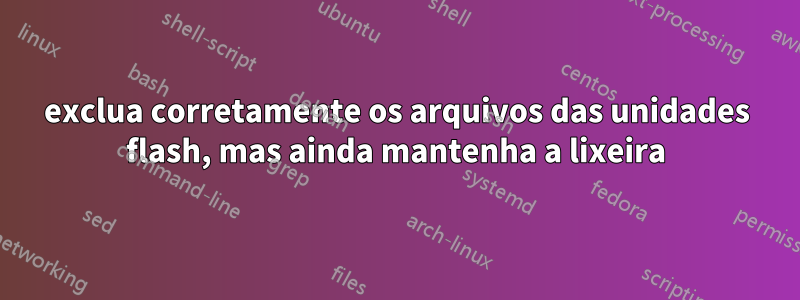 exclua corretamente os arquivos das unidades flash, mas ainda mantenha a lixeira