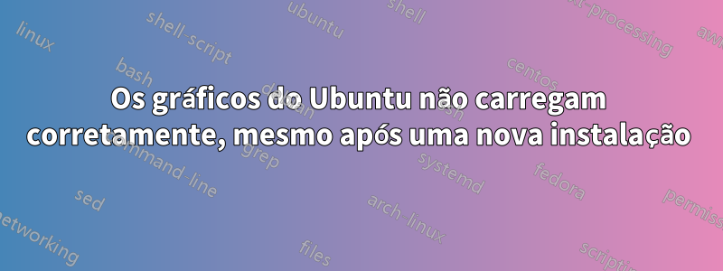 Os gráficos do Ubuntu não carregam corretamente, mesmo após uma nova instalação