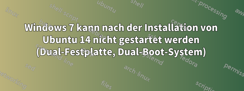 Windows 7 kann nach der Installation von Ubuntu 14 nicht gestartet werden (Dual-Festplatte, Dual-Boot-System)