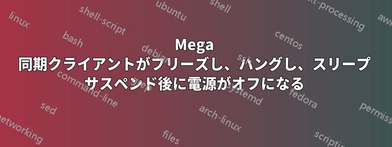 Mega 同期クライアントがフリーズし、ハングし、スリープ サスペンド後に電源がオフになる