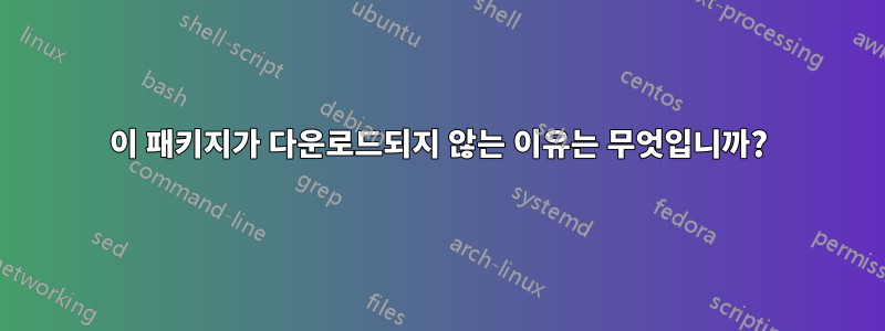 이 패키지가 다운로드되지 않는 이유는 무엇입니까?