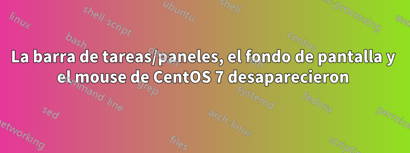 La barra de tareas/paneles, el fondo de pantalla y el mouse de CentOS 7 desaparecieron