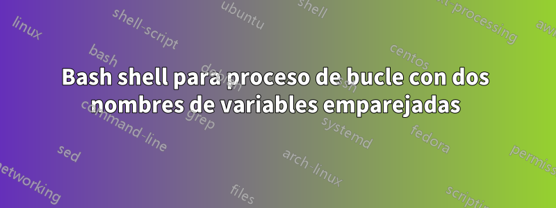 Bash shell para proceso de bucle con dos nombres de variables emparejadas