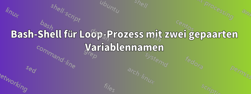 Bash-Shell für Loop-Prozess mit zwei gepaarten Variablennamen