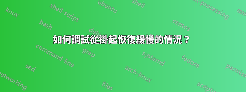 如何調試從掛起恢復緩慢的情況？