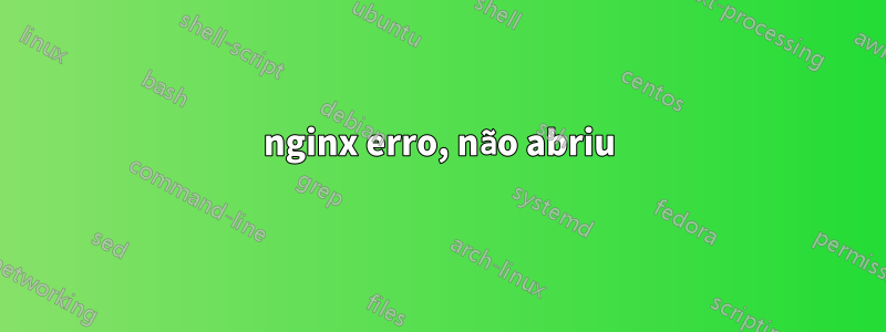 nginx erro, não abriu