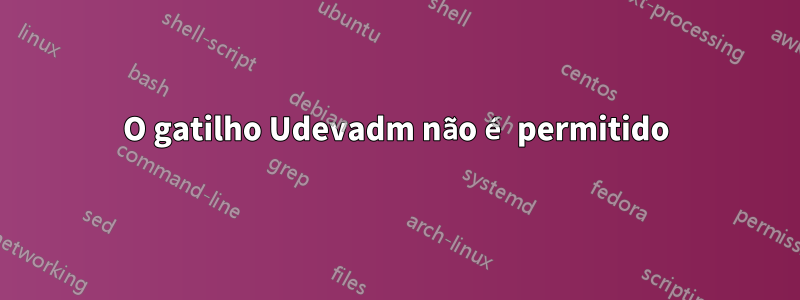 O gatilho Udevadm não é permitido