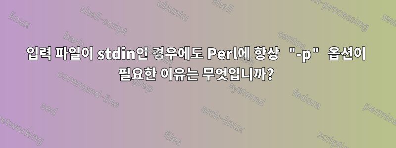 입력 파일이 stdin인 경우에도 Perl에 항상 "-p" 옵션이 필요한 이유는 무엇입니까?