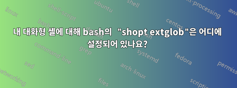 내 대화형 셸에 대해 bash의 "shopt extglob"은 어디에 설정되어 있나요?