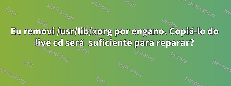 Eu removi /usr/lib/xorg por engano. Copiá-lo do live cd será suficiente para reparar?