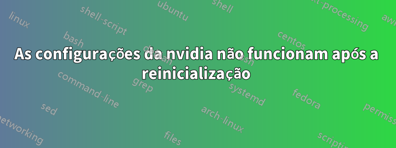 As configurações da nvidia não funcionam após a reinicialização