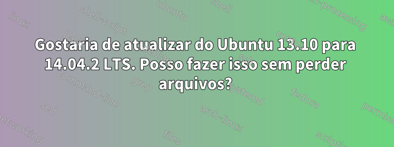 Gostaria de atualizar do Ubuntu 13.10 para 14.04.2 LTS. Posso fazer isso sem perder arquivos?