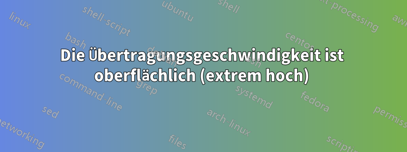 Die Übertragungsgeschwindigkeit ist oberflächlich (extrem hoch)