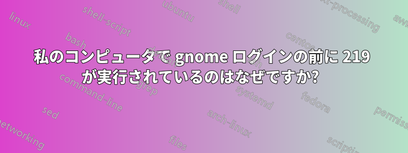 私のコンピュータで gnome ログインの前に 219 が実行されているのはなぜですか? 