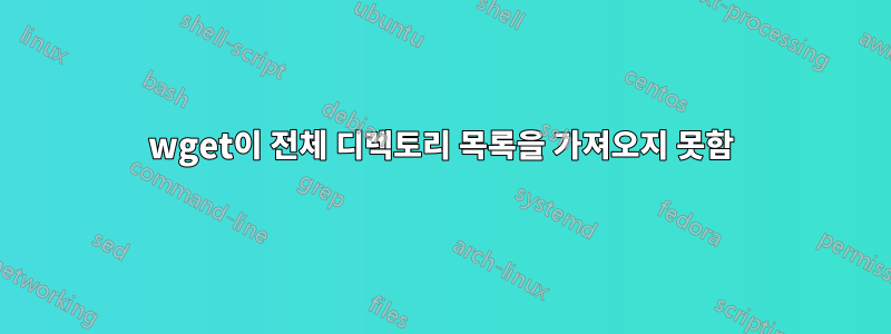 wget이 전체 디렉토리 목록을 가져오지 못함