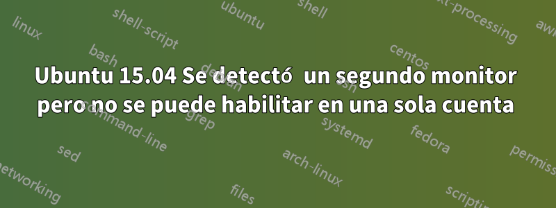 Ubuntu 15.04 Se detectó un segundo monitor pero no se puede habilitar en una sola cuenta