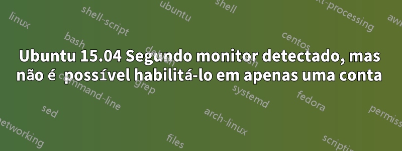 Ubuntu 15.04 Segundo monitor detectado, mas não é possível habilitá-lo em apenas uma conta