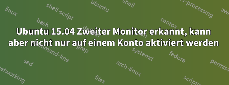 Ubuntu 15.04 Zweiter Monitor erkannt, kann aber nicht nur auf einem Konto aktiviert werden